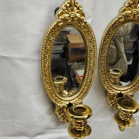 Vintage Home Interiors Gold Mirrored Candleholders Sconce - Picture 5 of 9